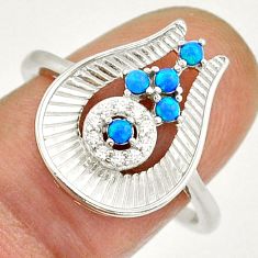 0.37cts blue australian opal (lab) topaz 925 sterling silver ring size 9 c29014