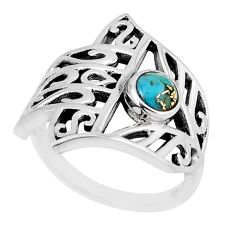 0.81cts blue copper turquoise 925 silver hand of god hamsa ring size 7.5 y45653