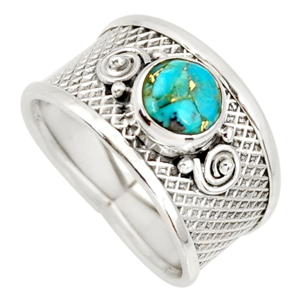 2.23cts blue copper turquoise 925 silver solitaire ring jewelry size 8.5 r34671
