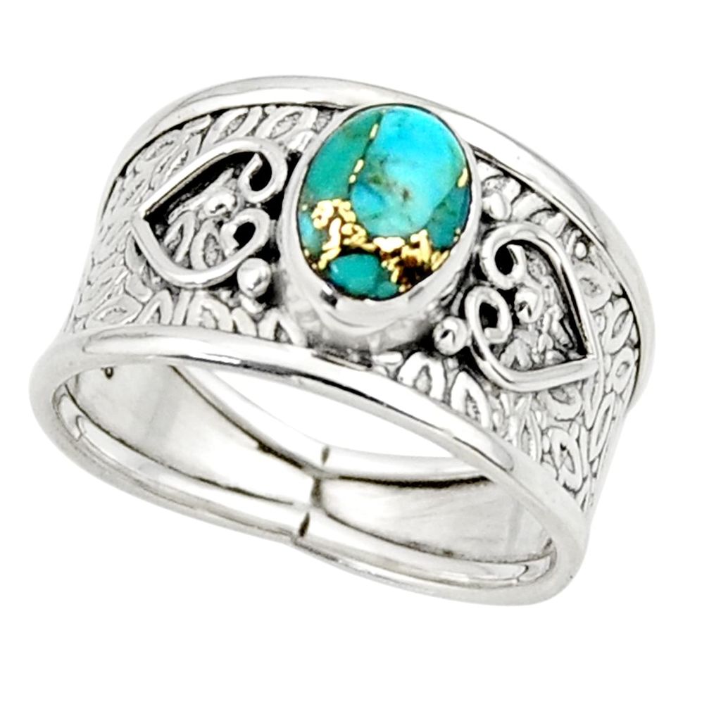 2.12cts blue copper turquoise 925 sterling silver ring jewelry size 8.5 r44311