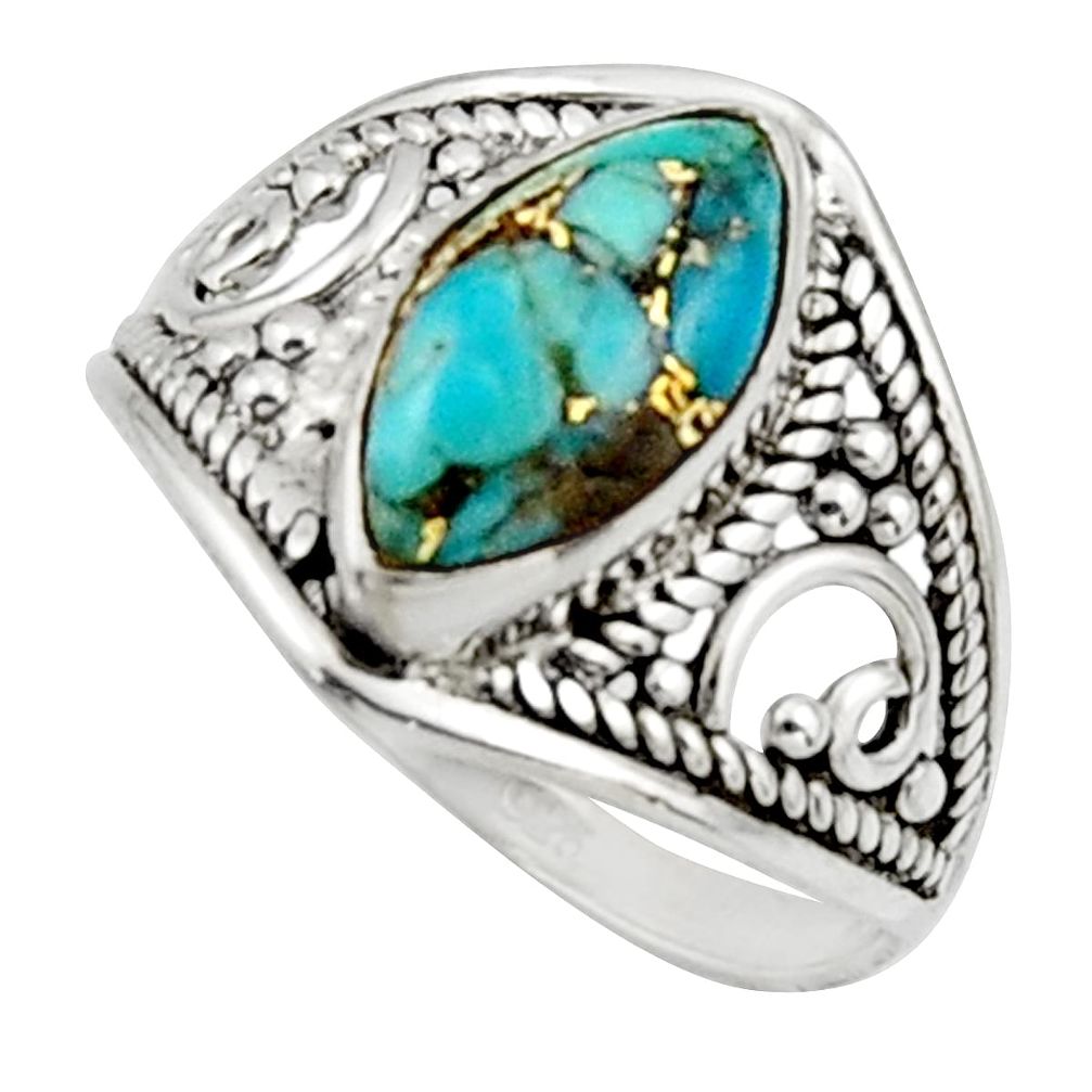 4.29cts blue copper turquoise 925 sterling silver ring jewelry size 7 r44875