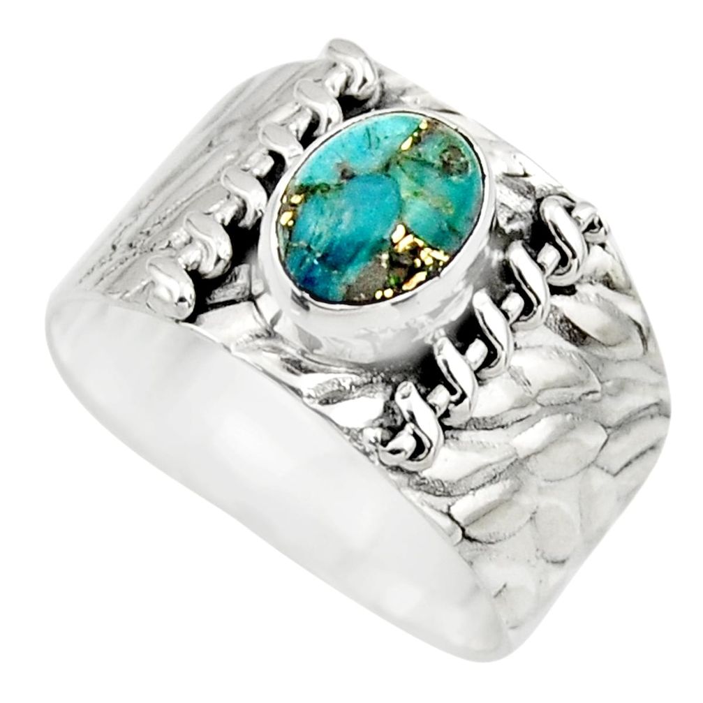 2.08cts blue copper turquoise 925 sterling silver ring jewelry size 8 r44263