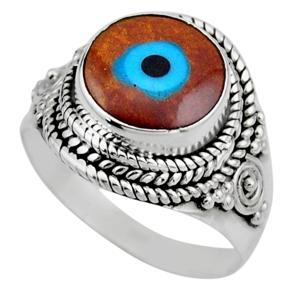 4.64cts blue evil eye talismans 925 silver solitaire ring jewelry size 7 r53405