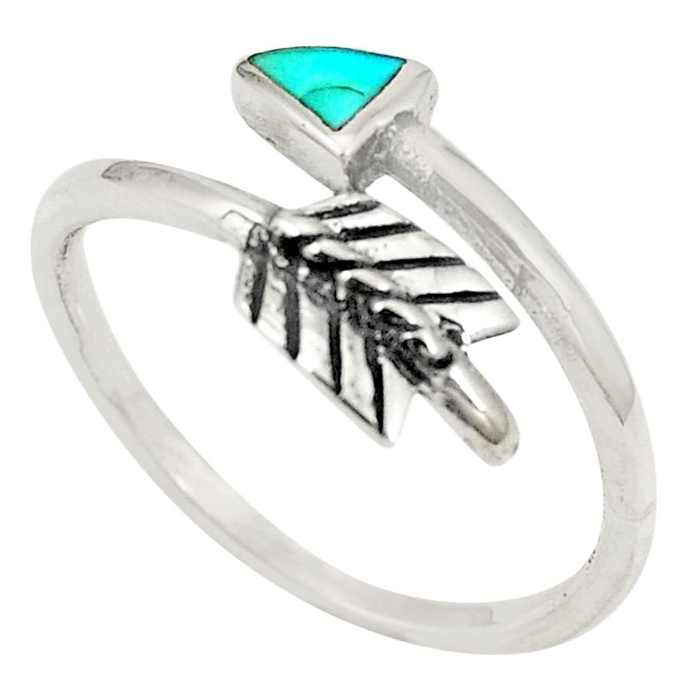 Blue kingman turquoise 925 sterling silver adjustable ring size 7.5 c10688