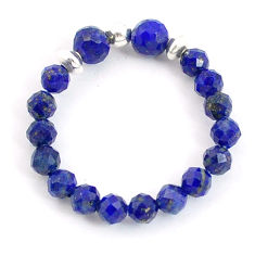 4.00cts blue lapis lazuli 925 silver adjustable beads ring jewelry size 8 u30380