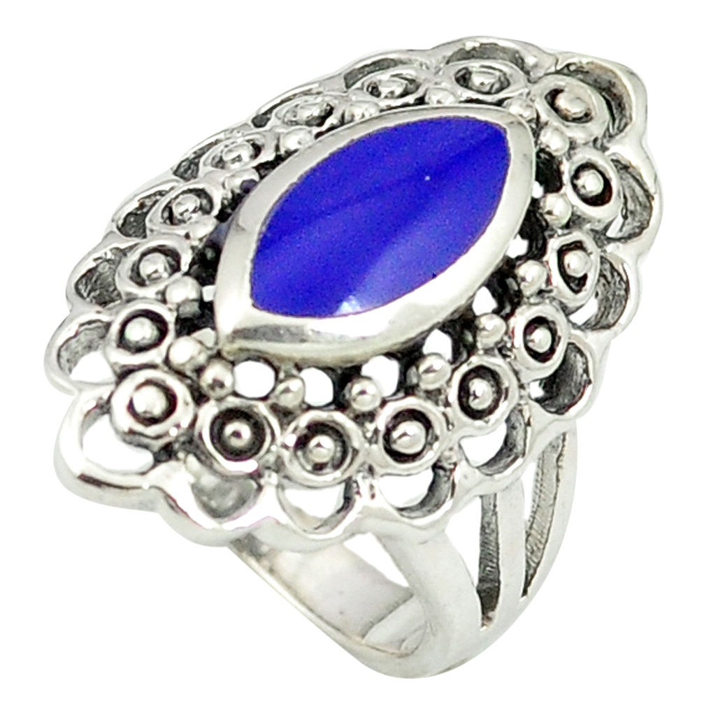 Blue lapis lazuli 925 sterling silver ring jewelry size 5.5 c12028