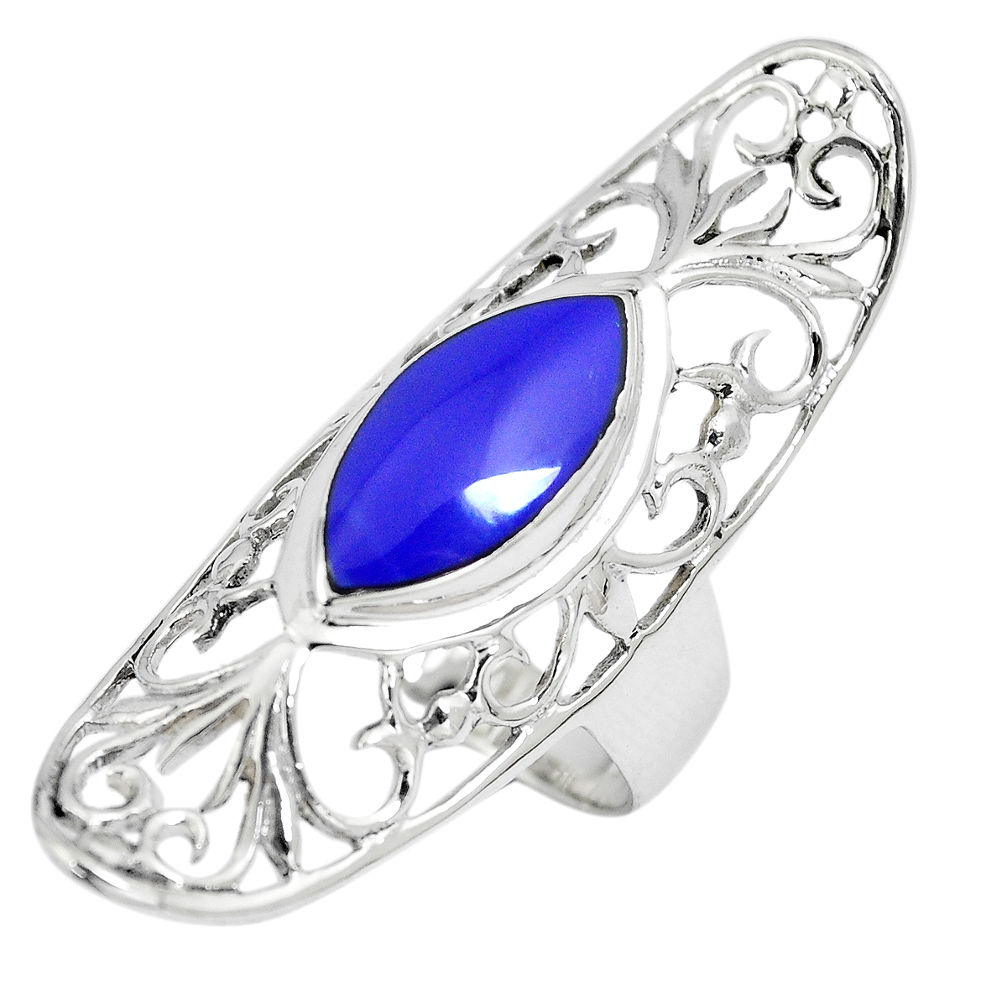 2.68cts blue lapis lazuli 925 sterling silver ring jewelry size 6.5 c12656