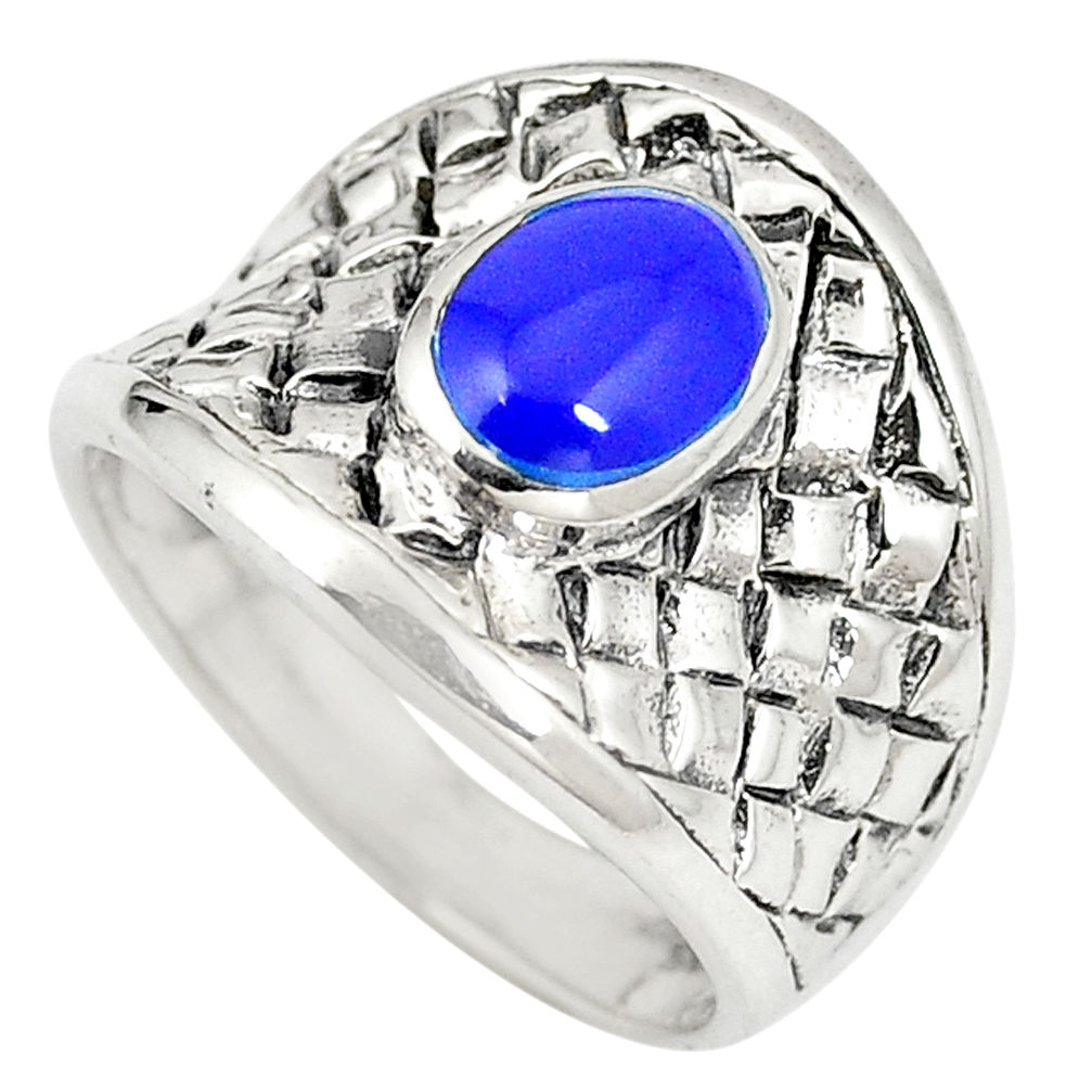 Blue lapis lazuli enamel 925 sterling silver ring size 6.5 c12167