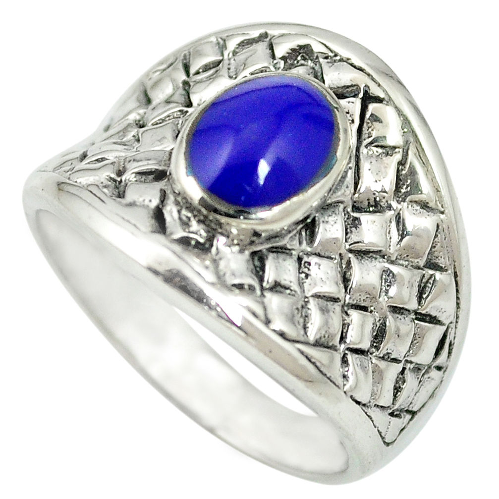 Blue lapis lazuli enamel 925 sterling silver ring jewelry size 7.5 c12161