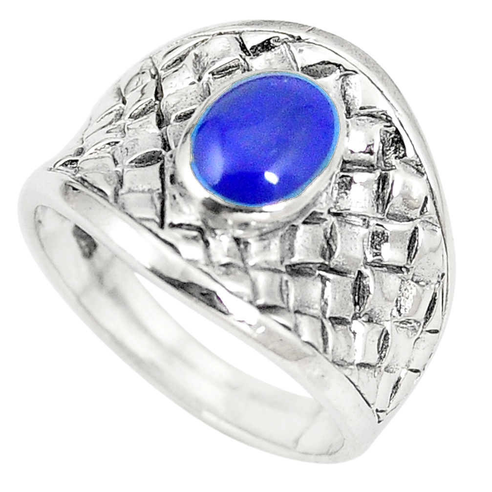 Blue lapis lazuli enamel 925 sterling silver ring jewelry size 8.5 c12179