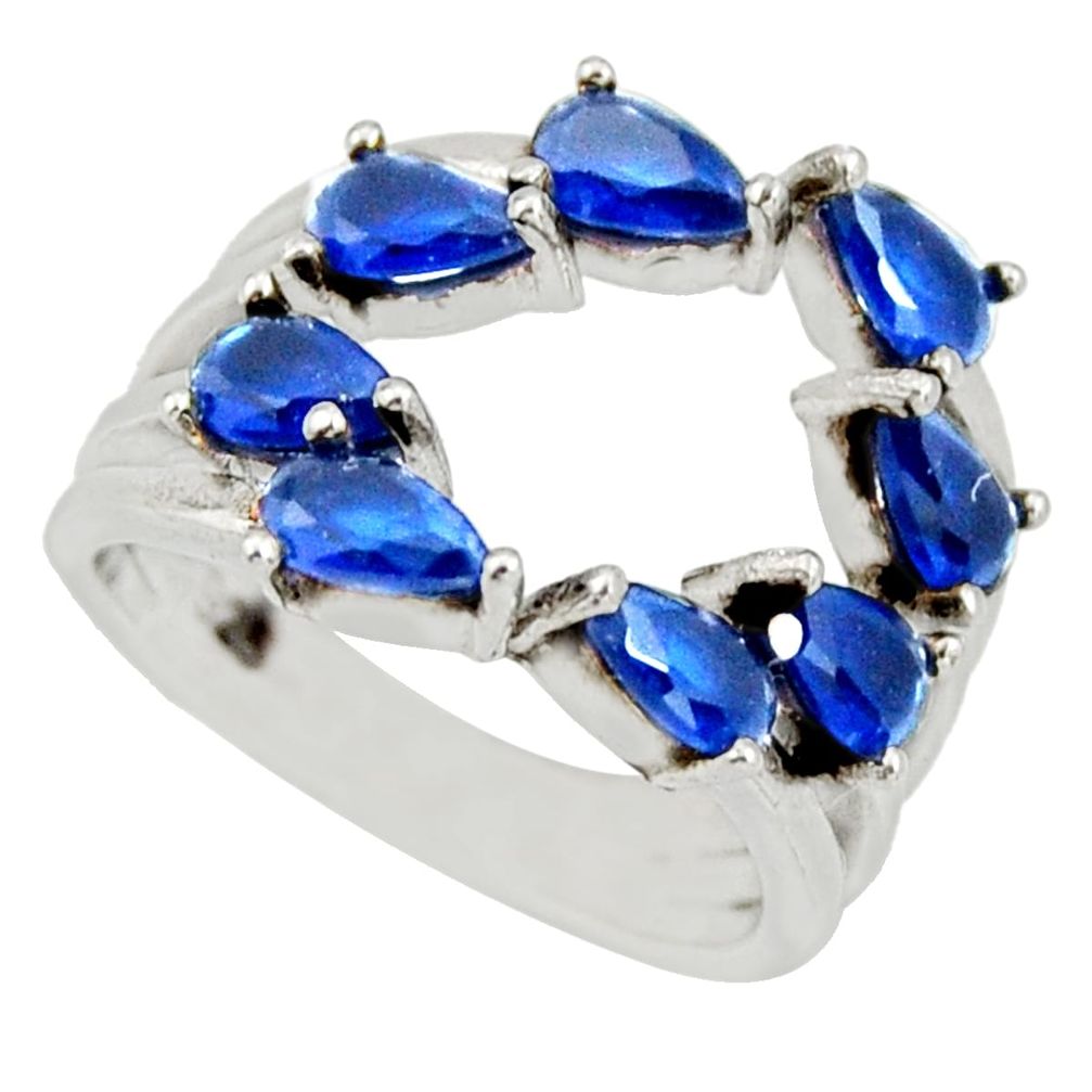 4.29cts blue sapphire (lab) 925 sterling silver adjustable ring size 4.5 c9143