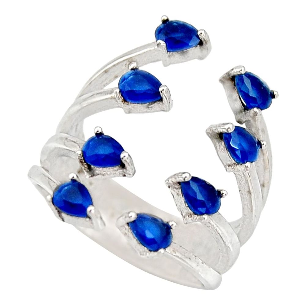 4.52cts blue sapphire (lab) 925 sterling silver adjustable ring size 5 c9059