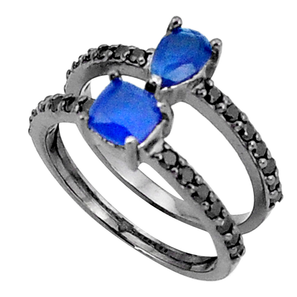 LAB 3.87cts blue sapphire (lab) topaz 925 sterling silver ring jewelry size 6 c19282