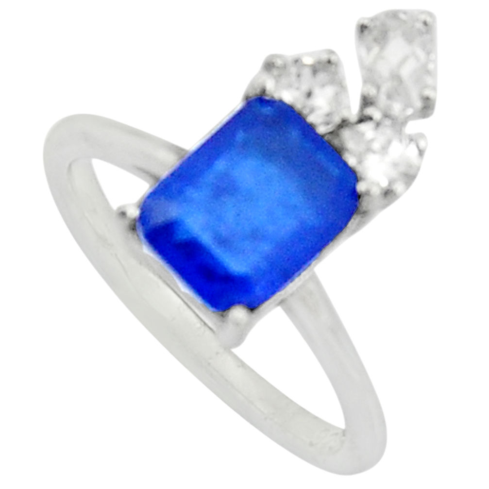 3.67cts blue sapphire (lab) topaz 925 sterling silver ring jewelry size 7 c9415
