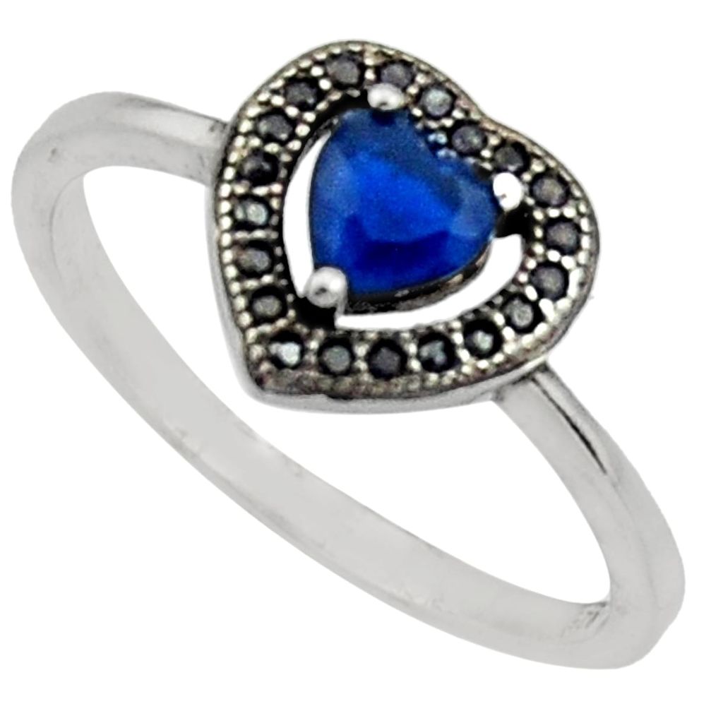 1.98cts blue sapphire (lab) topaz 925 sterling silver ring jewelry size 8 c9432