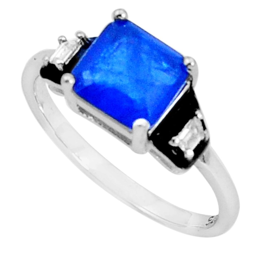 3.83cts blue sapphire (lab) topaz enamel 925 sterling silver ring size 9 c20089