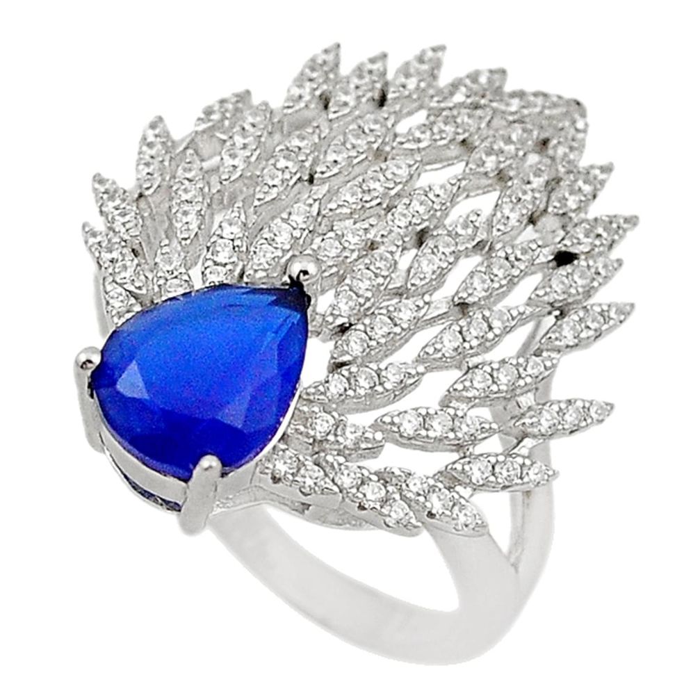 Blue sapphire quartz topaz 925 sterling silver ring jewelry size 8.5 c20068