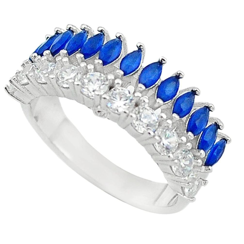 Blue sapphire topaz quartz 925 sterling silver ring jewelry size 9 c19256