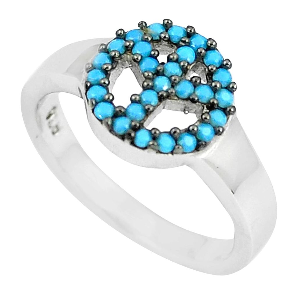 0.76cts blue sleeping beauty turquoise 925 silver solitaire ring size 4.5 c23399