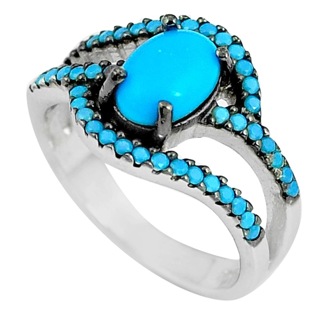 2.72cts blue sleeping beauty turquoise 925 silver solitaire ring size 4.5 c23430