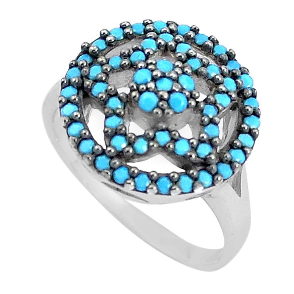 2.12cts blue sleeping beauty turquoise 925 sterling silver ring size 6.5 c23386