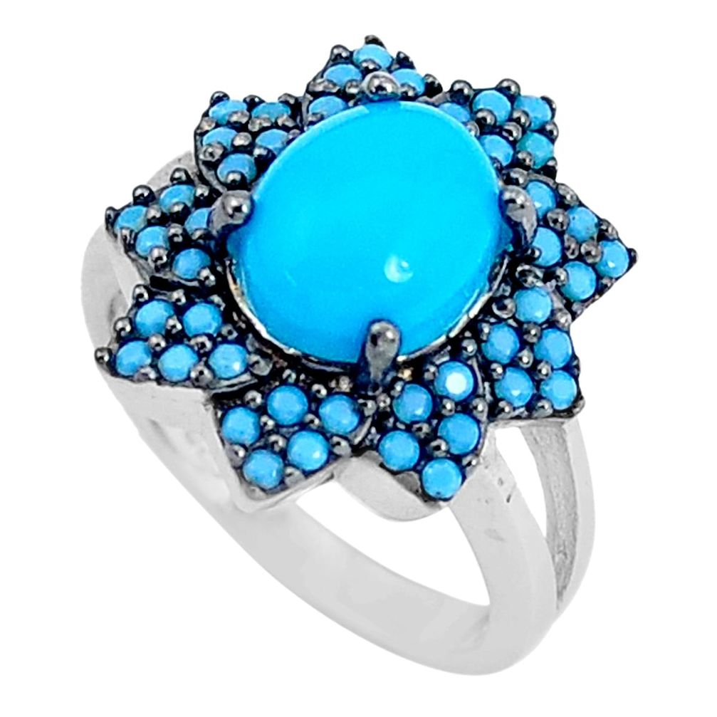 4.22cts blue sleeping beauty turquoise 925 sterling silver ring size 4.5 c23395