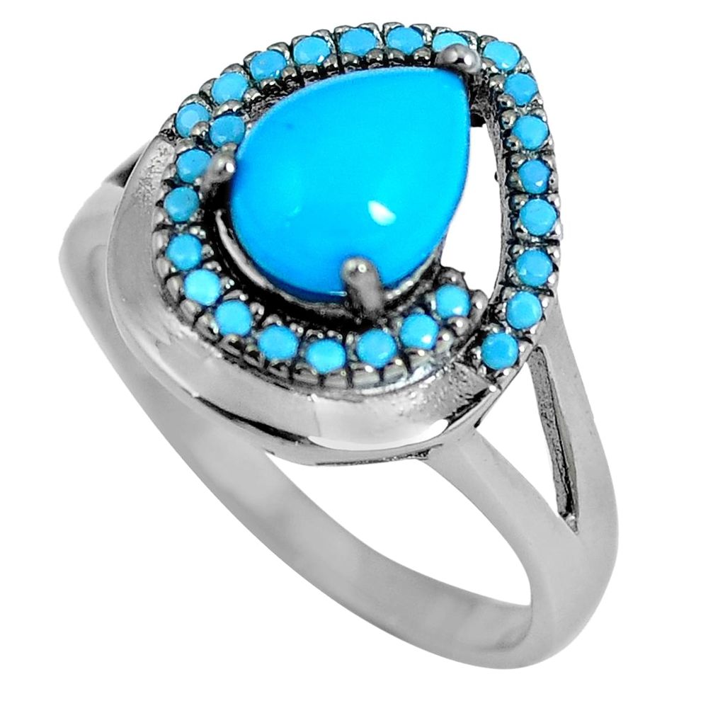 Blue sleeping beauty turquoise 925 sterling silver ring size 8.5 c23424