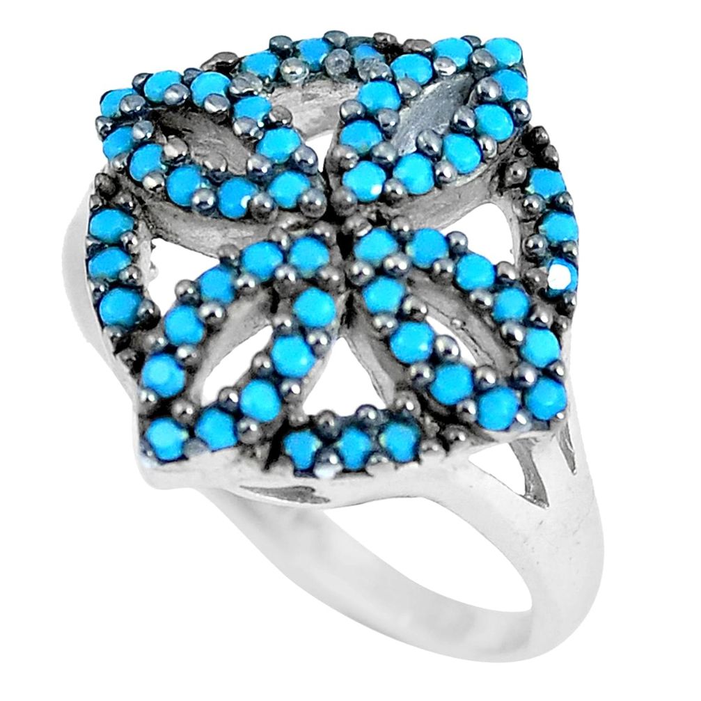 Blue sleeping beauty turquoise 925 sterling silver ring size 5.5 c23439