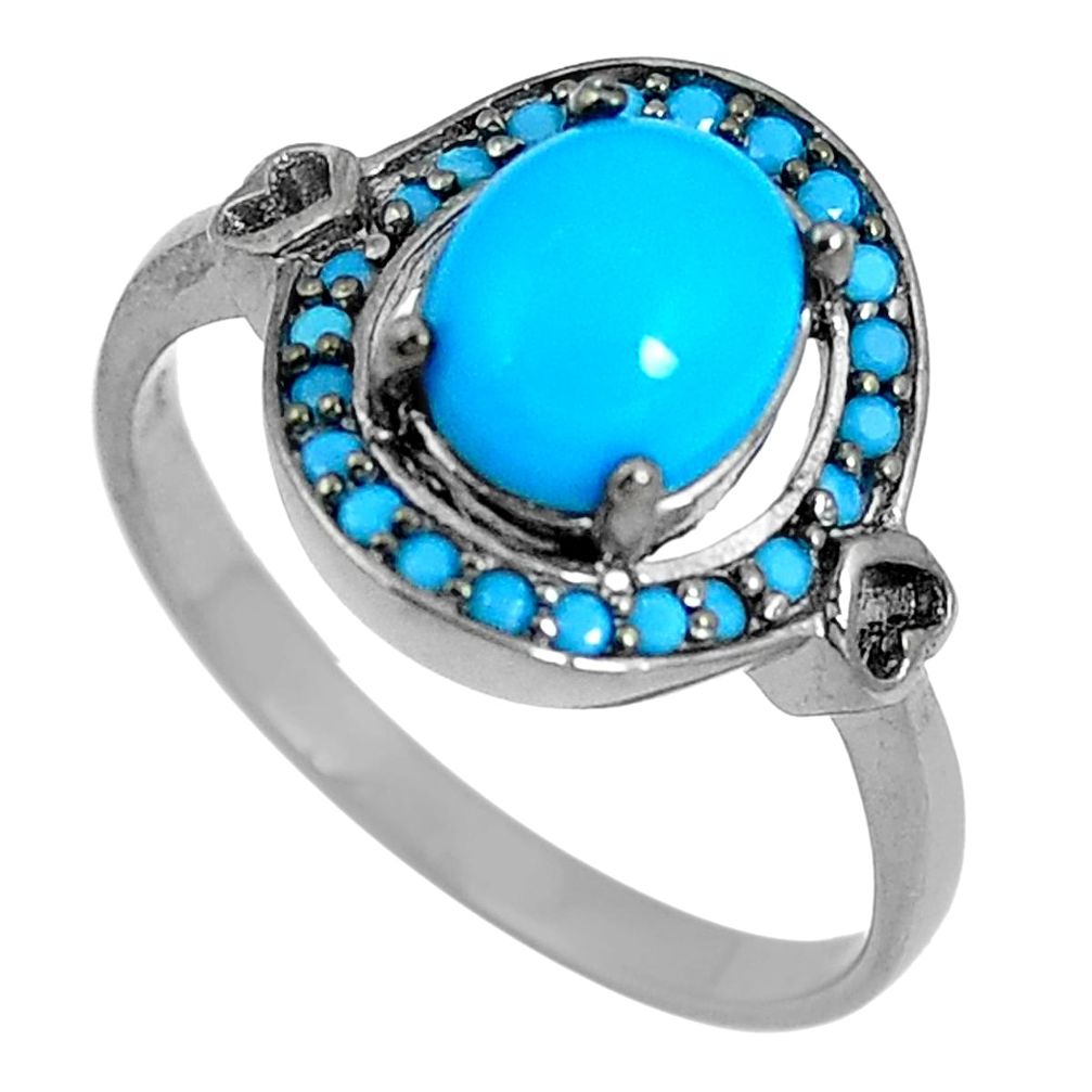 Blue sleeping beauty turquoise 925 sterling silver ring size 7.5 c23454
