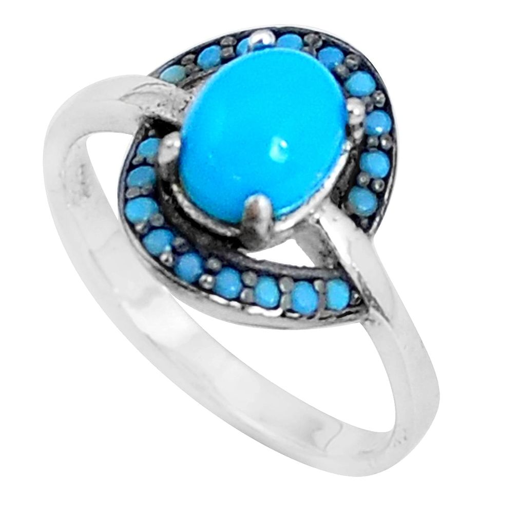 2.03cts blue sleeping beauty turquoise 925 sterling silver ring size 5.5 c23457