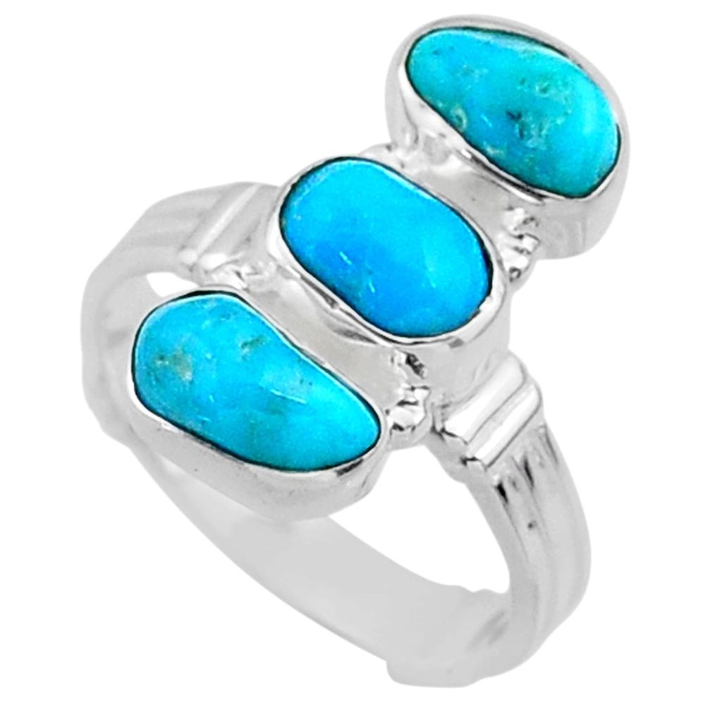 11.86cts blue sleeping beauty turquoise 925 sterling silver ring size 7.5 r65618