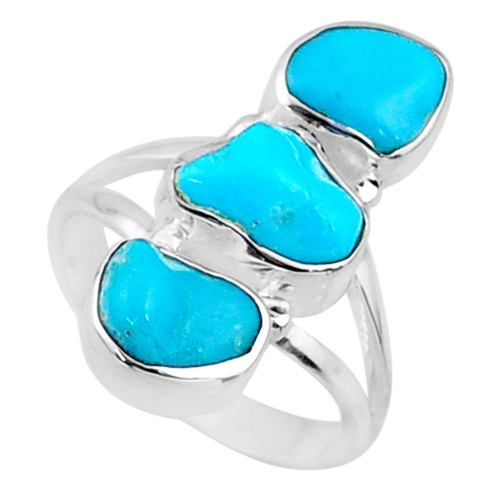 9.81cts blue sleeping beauty turquoise 925 sterling silver ring size 6 r65601