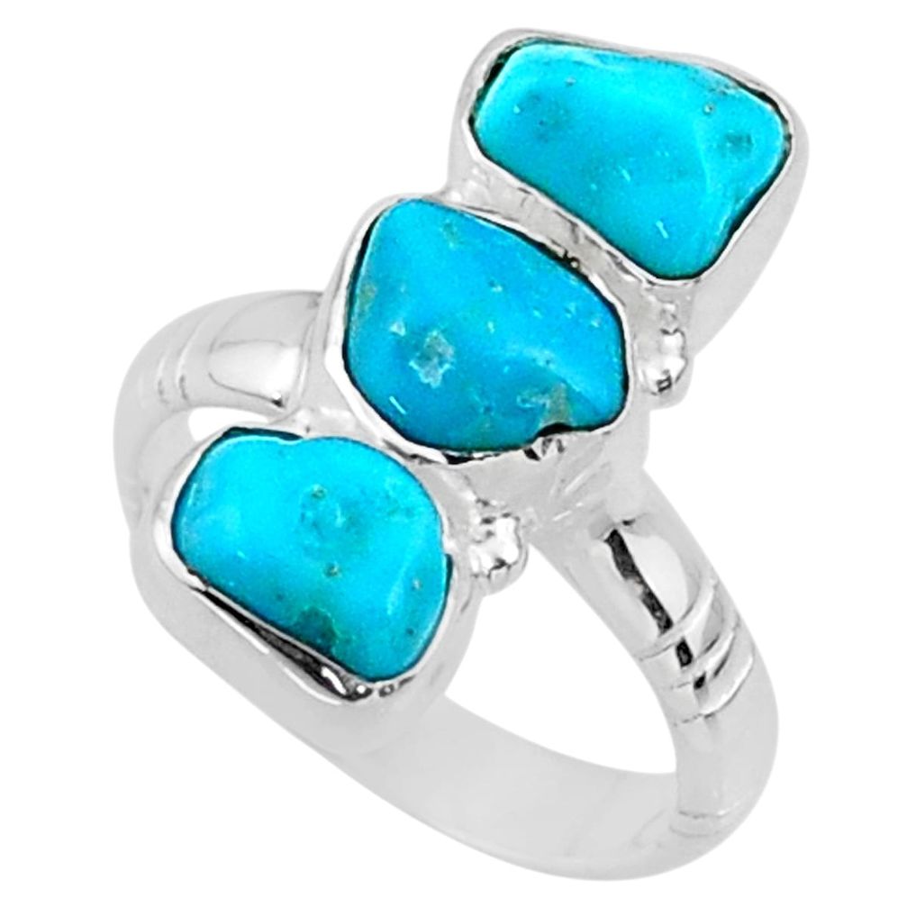 11.97cts blue sleeping beauty turquoise 925 sterling silver ring size 7 r65610