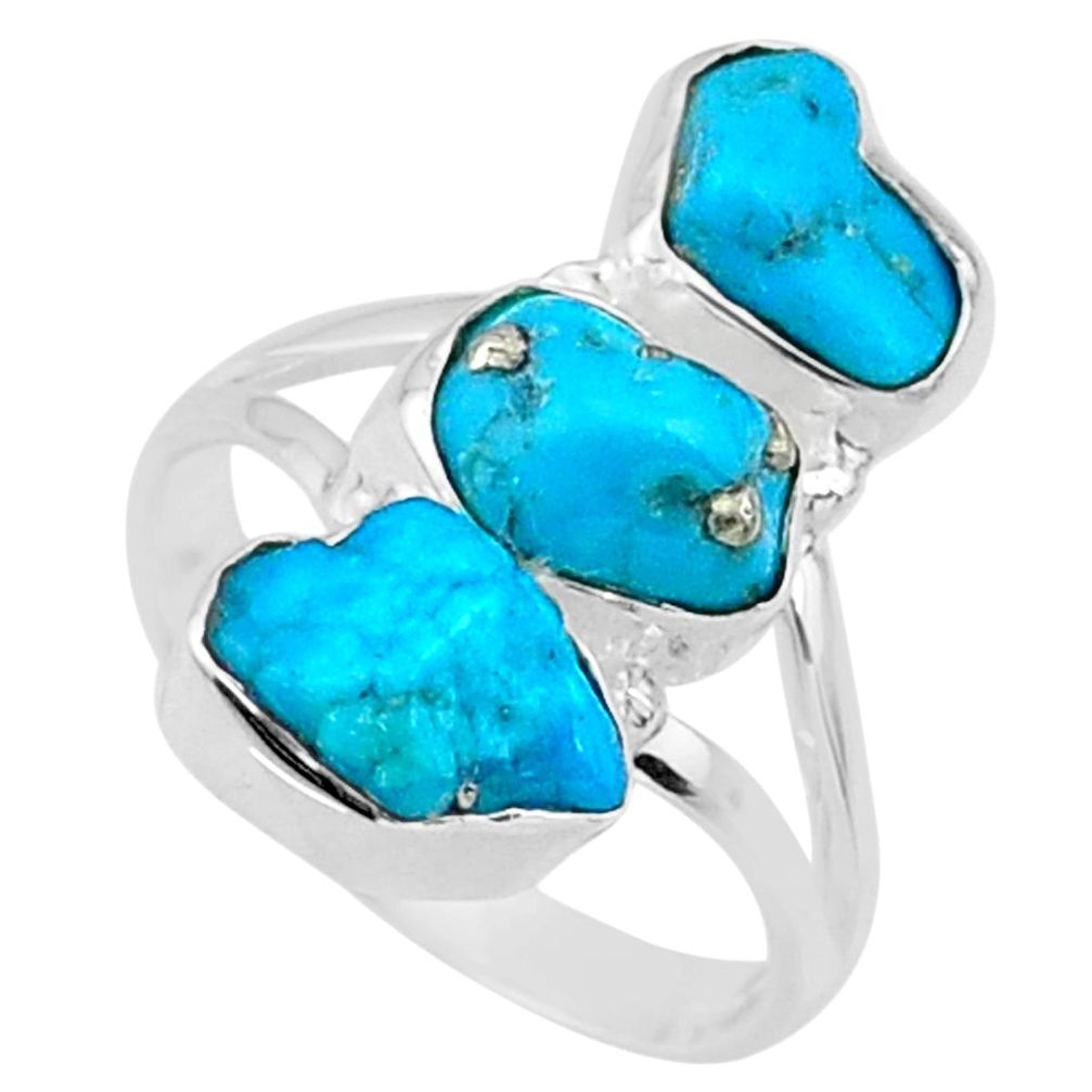 10.67cts blue sleeping beauty turquoise 925 sterling silver ring size 7 r65617