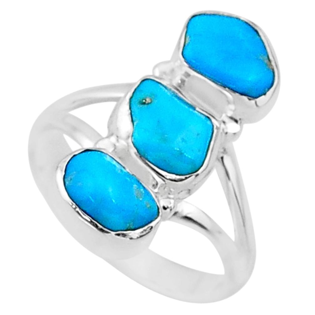 11.13cts blue sleeping beauty turquoise 925 sterling silver ring size 8 r65602