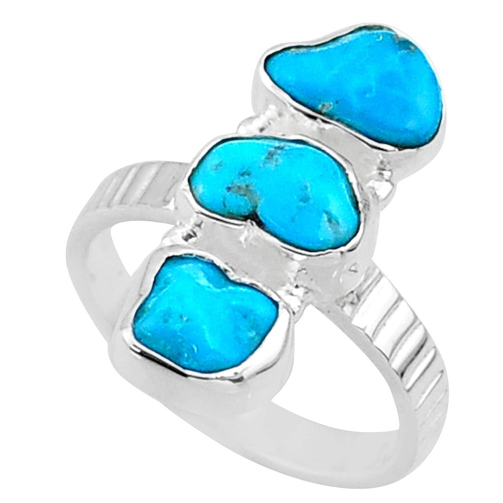 11.18cts blue sleeping beauty turquoise 925 sterling silver ring size 8 r65612