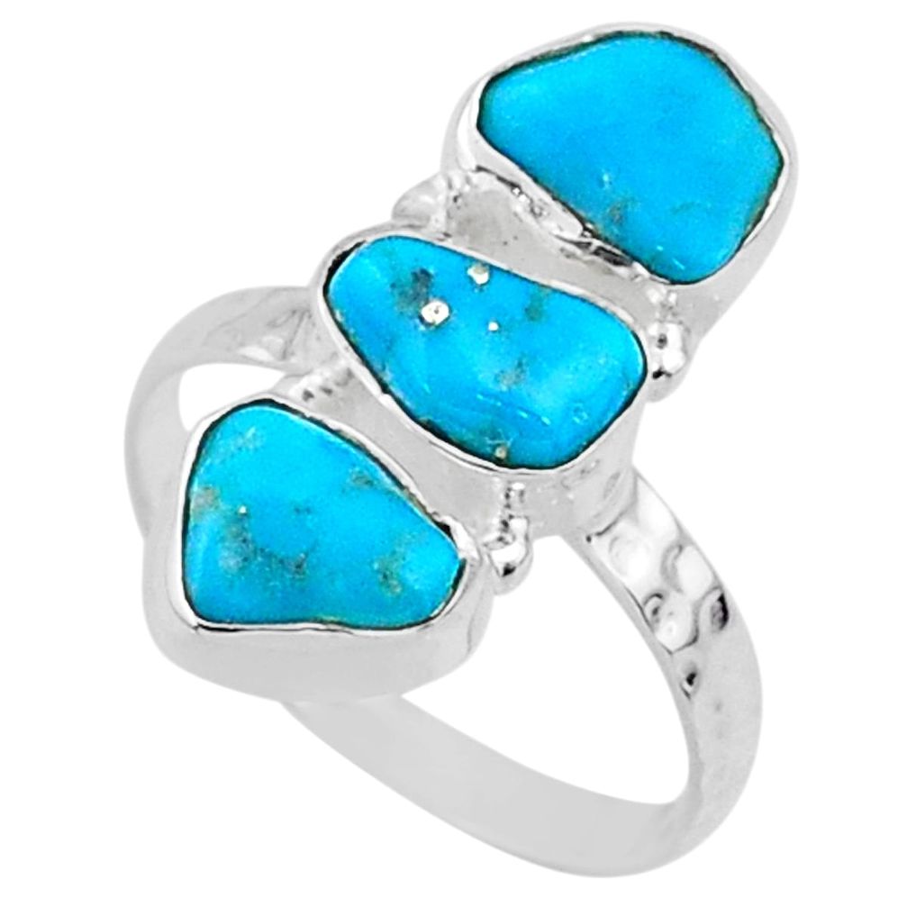 8.91cts blue sleeping beauty turquoise 925 sterling silver ring size 9 r65620