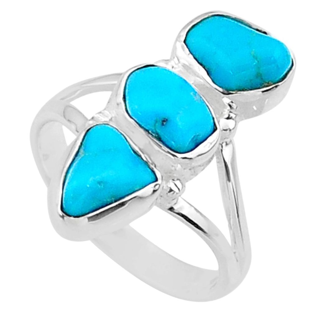 10.25cts blue sleeping beauty turquoise fancy 925 silver ring size 8 r65608