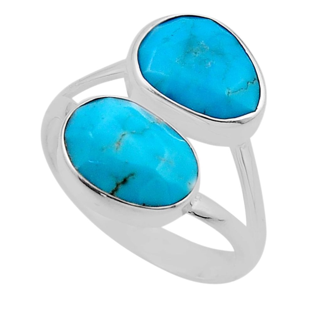 blue sleeping beauty turquoise fancy shape 925 silver ring size  y90486