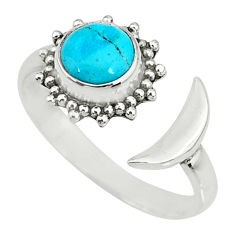 Clearance Sale- 2.42cts blue sleeping beauty turquoise silver adjustable ring size 8.5 r74592