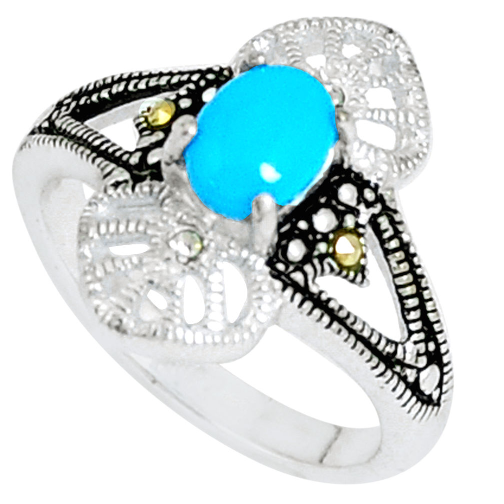 LAB 1.70cts blue sleeping beauty turquoise topaz 925 silver ring size 6.5 c23629