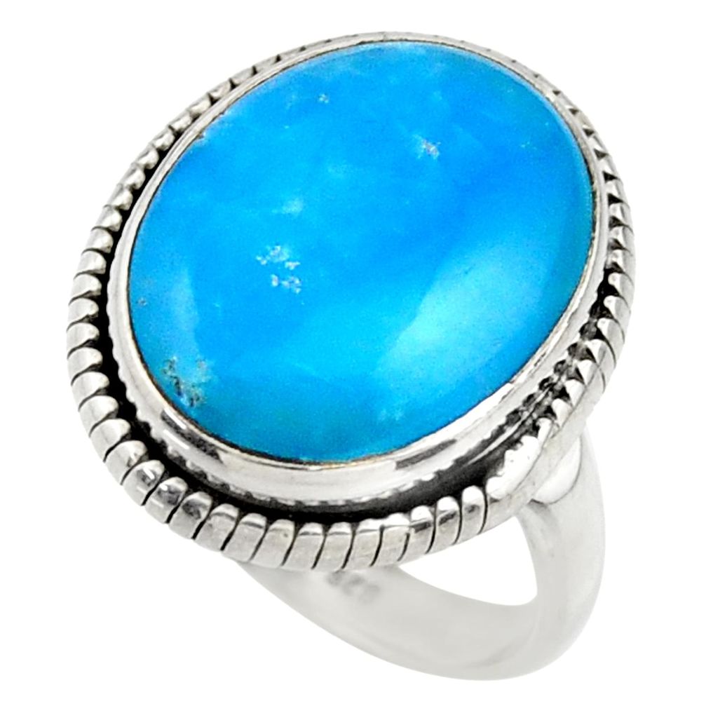 12.75cts blue smithsonite 925 silver solitaire ring jewelry size 8.5 r28481