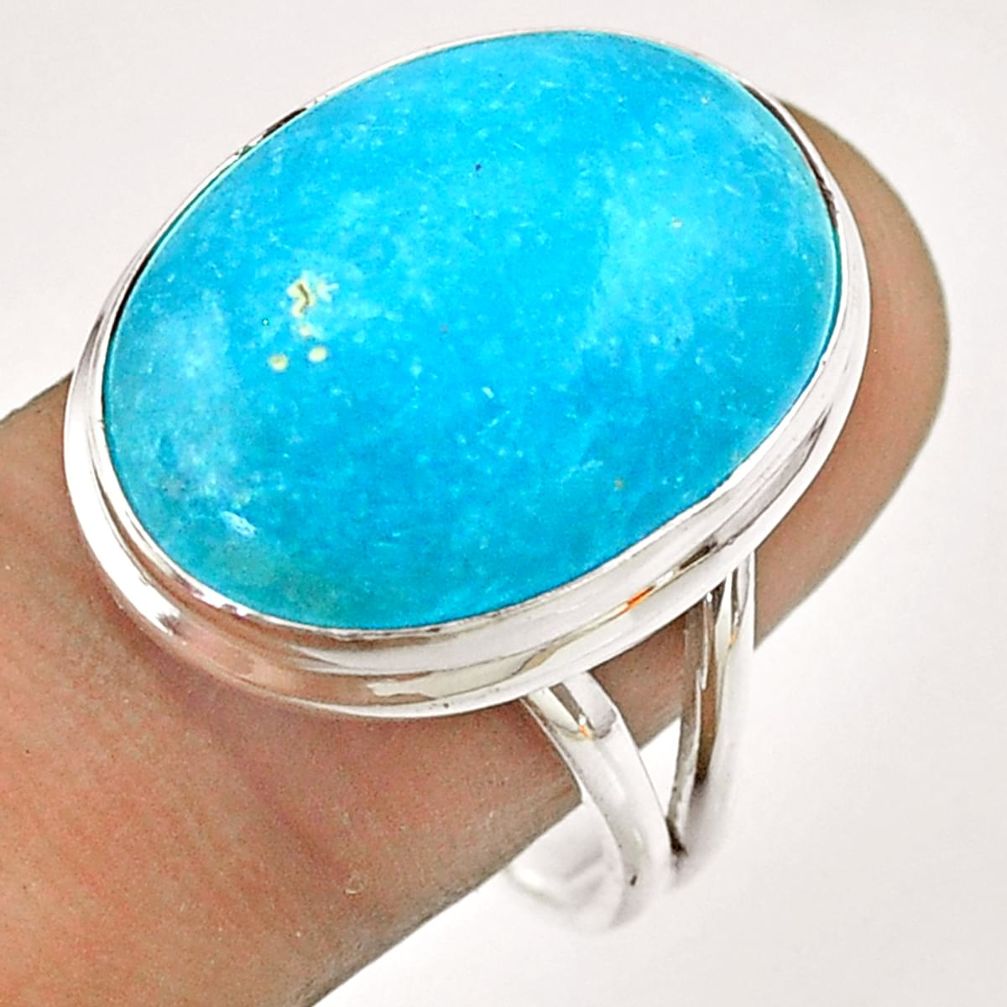 16.70cts blue smithsonite 925 sterling silver ring jewelry size 9 t54301