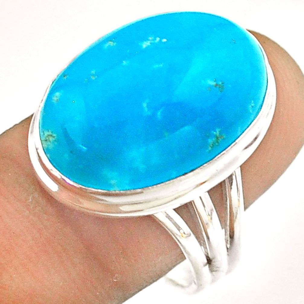 15.97cts blue smithsonite 925 sterling silver ring jewelry size 9 t54302