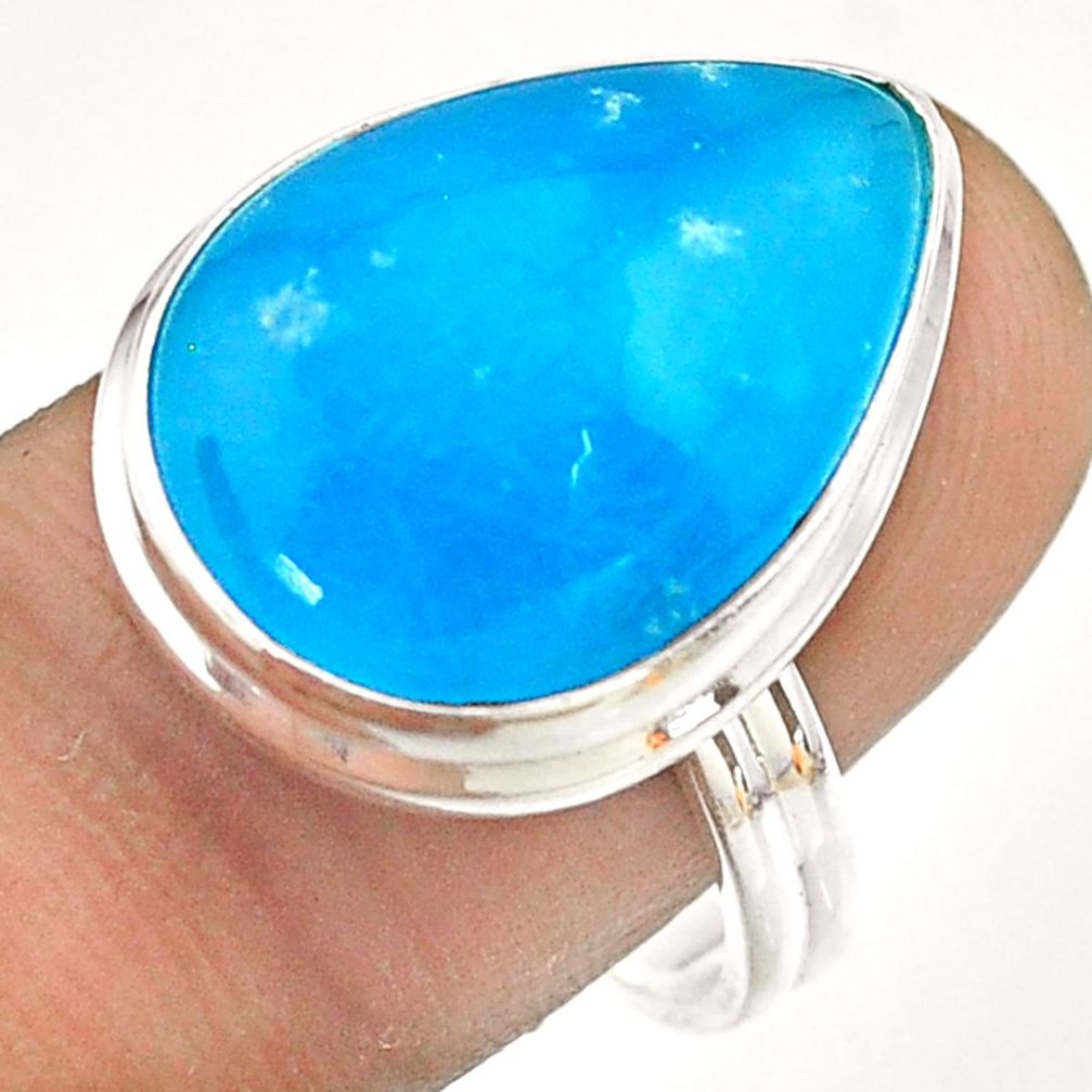 13.28cts blue smithsonite 925 sterling silver ring jewelry size 9 t54311