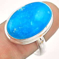 13.77cts blue smithsonite 925 sterling silver ring jewelry size 9 t54318