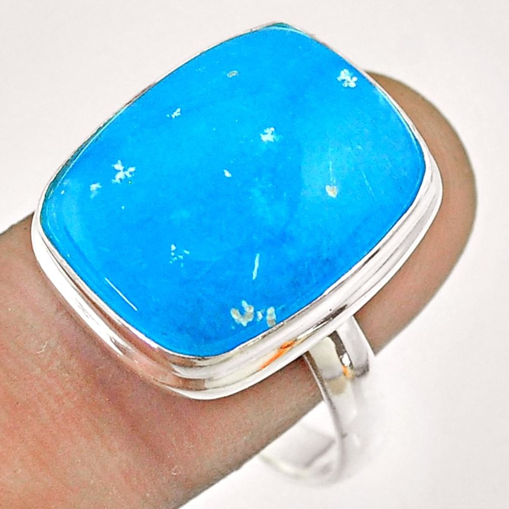 15.47cts blue smithsonite 925 sterling silver ring jewelry size 10.5 t54312