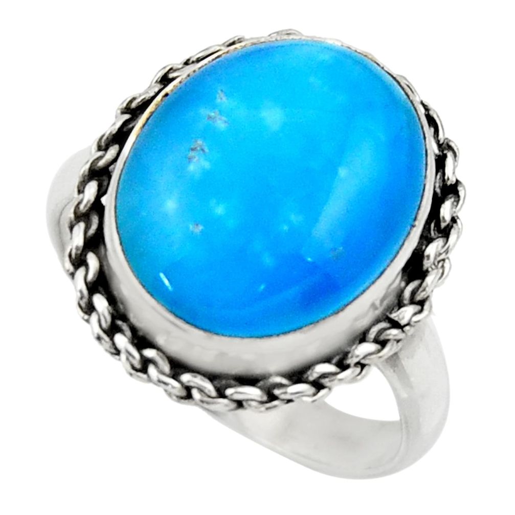 10.58cts blue smithsonite 925 sterling silver solitaire ring size 8.5 r28486