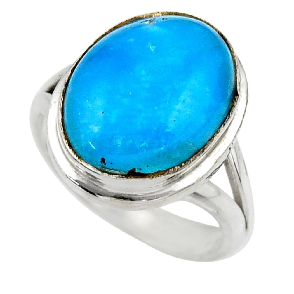 10.46cts blue smithsonite 925 sterling silver solitaire ring size 7.5 r28487
