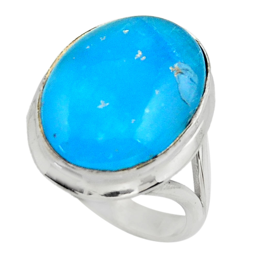 14.33cts blue smithsonite 925 sterling silver solitaire ring size 8.5 r28492